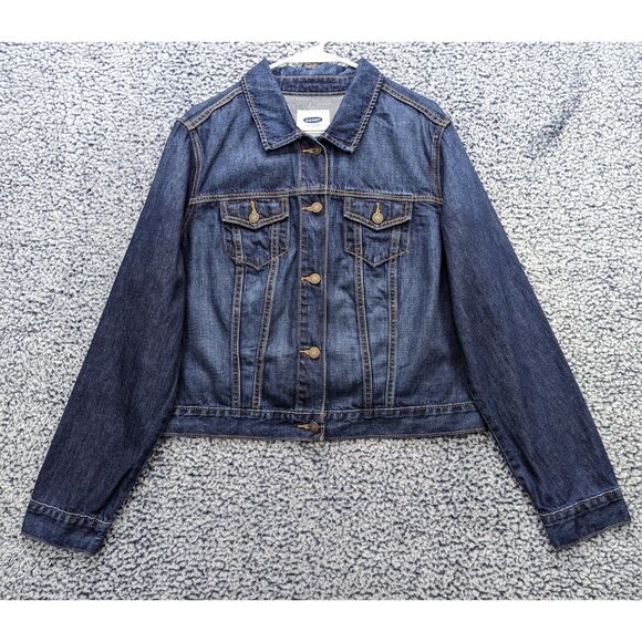 Old Navy Denim Jacket Size XL Button Up Trucker Jean Bomber Western Biker Blue - Picture 1 of 12